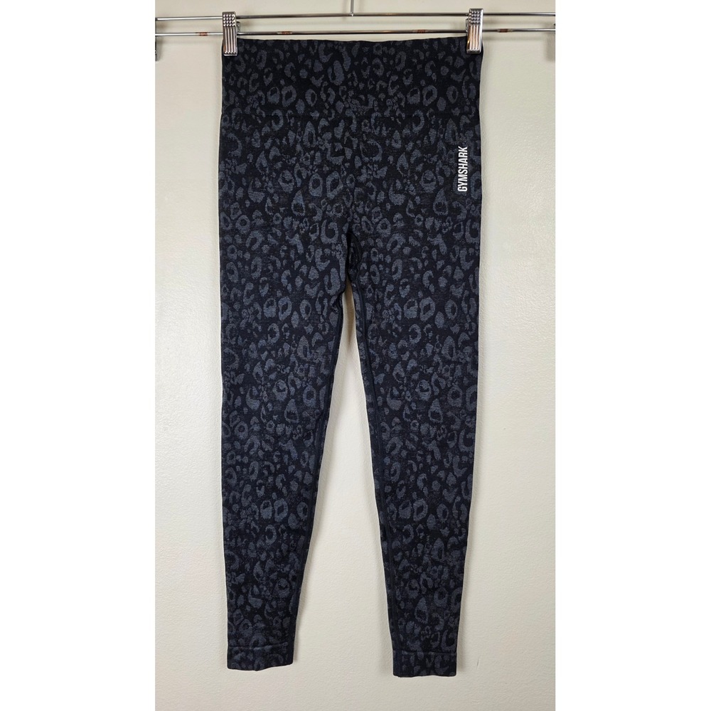 Gymshark Adapt Animal Seamless Leggings Womens Small Black Grey Leopard Print
